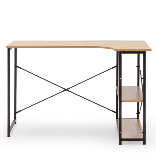 Mesa de secretária Juani 2 prateleiras preta, estilo industrial, 120 cm