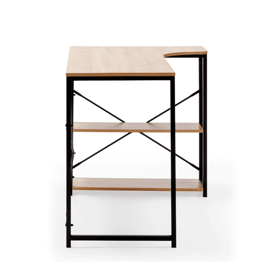 Mesa de secretária Juani 2 prateleiras preta, estilo industrial, 120 cm