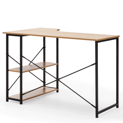 Mesa de secretária Juani 2 prateleiras preta, estilo industrial, 120 cm