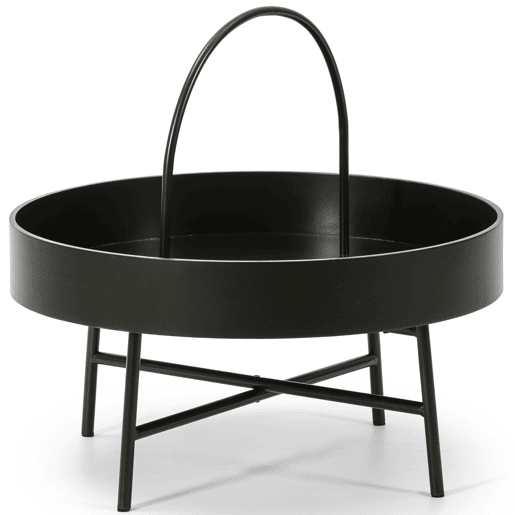 Mesa de centro redonda Manila, tampo em MDF preto, estrutura em metal preto mate, 60 cm