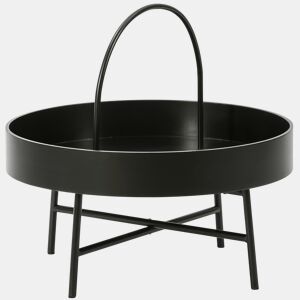 Mesa de centro redonda Manila, tampo em MDF preto, estrutura em metal preto mate, 60 cm