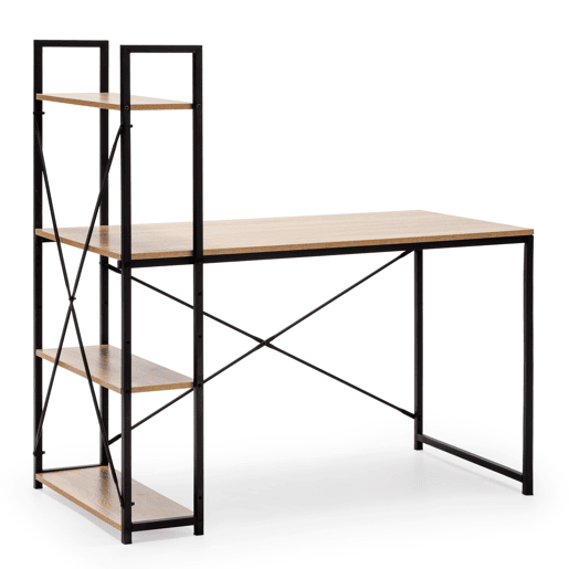 Mesa de secretária Lidia 3 prateleiras preto, estilo industrial, 120 cm