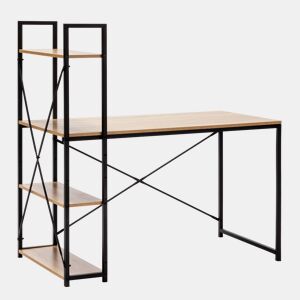 Mesa de secretária Lidia 3 prateleiras preto, estilo industrial, 120 cm