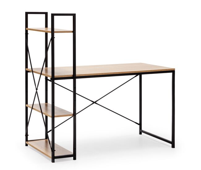 Mesa de escritorio lidia 3 estantes negro, estilo industrial, 120 cm
