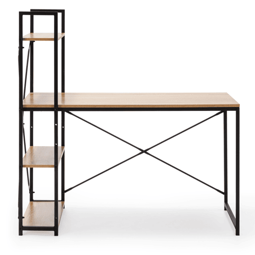 Mesa de secretária Lidia 3 prateleiras preto, estilo industrial, 120 cm