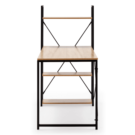 Mesa de secretária Lidia 3 prateleiras preto, estilo industrial, 120 cm