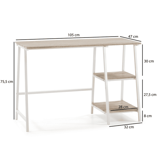 Mesa de escrita Lisboa Branco, 105 x 47 x 75 cm