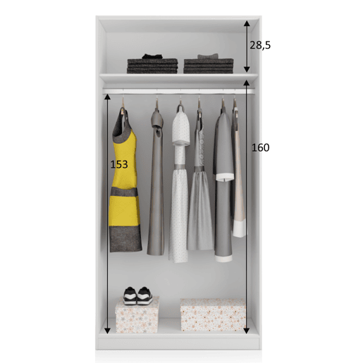 Roupeiro roupeiro Madrid 2 portas de correr Branco Cor 100 cm Largura 50 cm Profundidade 200 cm Altura