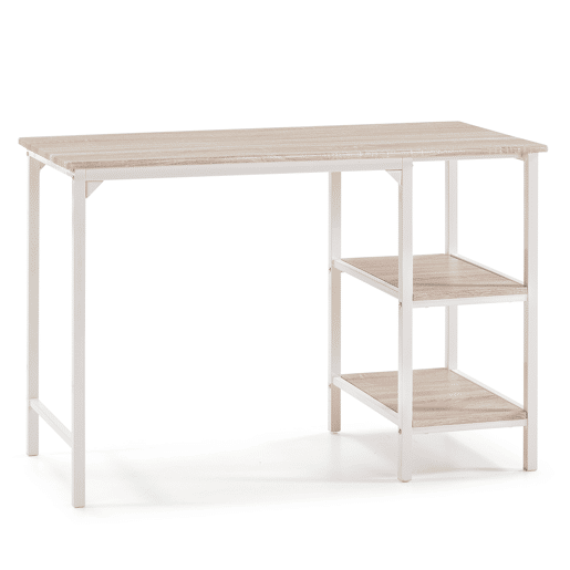 Mesa de escrita Colón Branco, 2 prateleiras, 110 x 55 x 76 cm