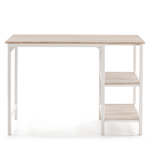 Mesa de escrita Colón Branco, 2 prateleiras, 110 x 55 x 76 cm
