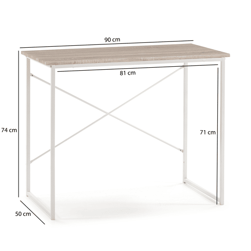 Mesa de escrita Cáceres Branco, 90 x 50 x 74 cm