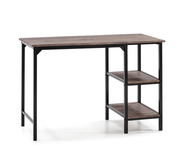 Mesa de escritorio colón negro, 2 estantes, 110 x 55 x 76 cm