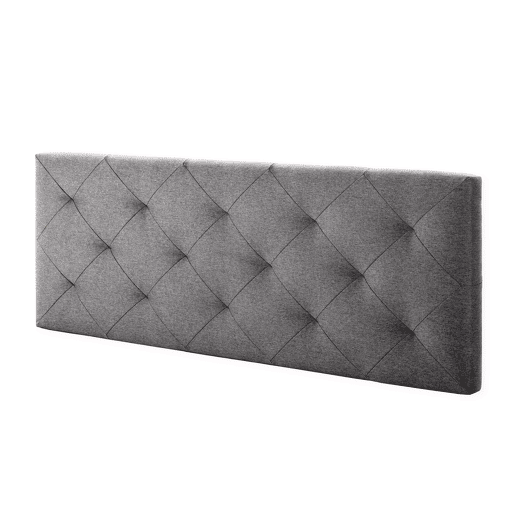 Cabeceira estofada Milan 140x60 cm, losango de tecido cinzento, 8 cm de espessura