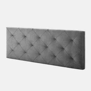 Cabeceira estofada Milan 140x60 cm, losango de tecido cinzento, 8 cm de espessura