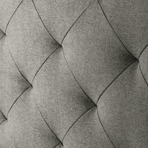 Cabeceira estofada Milan 140x60 cm, losango de tecido cinzento, 8 cm de espessura