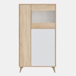 Armário expositor de 3 portas Kiko cor carvalhobranco, aparador ou estante, 77 x 33 x 142 cm