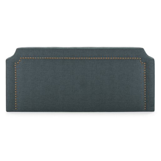 Cabeceira estofada Leonor 140 x 60 cm Azul, tachas em castanho, espessura total 8 cm