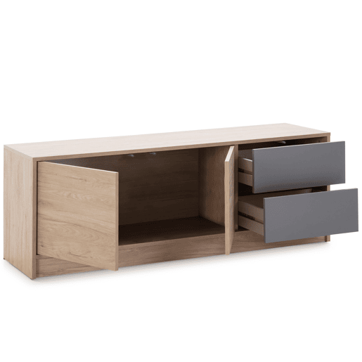 Móvel TV Panama 2 gavetas 2 portas, cor madeiracinza, 136 cm Largura 40 cm Profundidade 51 cm Altura