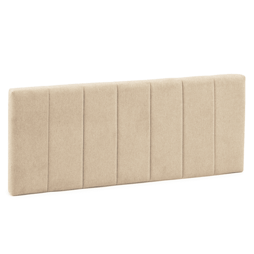 Cabeceira estofada Creta 160x60 cm Bege, almofadada com espuma, bordado vertical, 8 cm de espessura, incluindo ferragens para pendurar