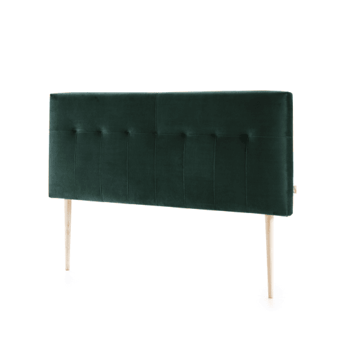 Cabeceira Estofada Nápoles 140x100 cm Verde, para Cama 135, Veludo, Pernas de Madeira, Acessórios Incluídos