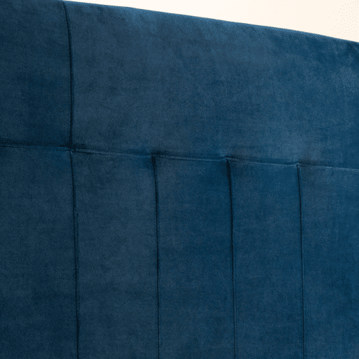 Cabeceira Estofada Nápoles 160x100 cm Azul, para Cama 135, Veludo, Pernas de Madeira, Acessórios Incluídos