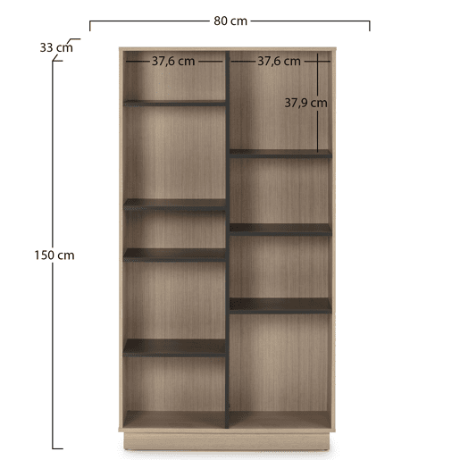Estante Vigo 150x80 cm, Estante de escritório, CarvalhoCinza, 80 x 33 x 150 cm
