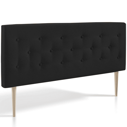 Cabeceira estofada Oslo 150x100 cm, capitone em tecido antracite, 8 cm de profundidade