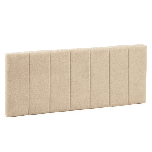 Cabeceira estofada Creta 150x60 cm Bege, almofadada com espuma, bordado vertical, 8 cm de espessura, incluindo ferragens para pendurar