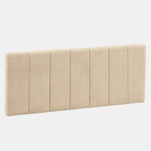 Cabeceira estofada Creta 150x60 cm Bege, almofadada com espuma, bordado vertical, 8 cm de espessura, incluindo ferragens para pendurar