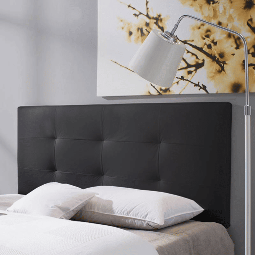 Cabeceira Estofada Carla 150x60 cm Preto, Acolchoada com Espuma, 8 cm de Espessura, Inclui Ferragens para Pendurar