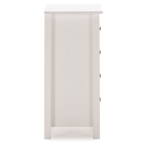 Cómoda Magda de 4 gavetas em branco com gavetas multicoloridas, pinho maciço