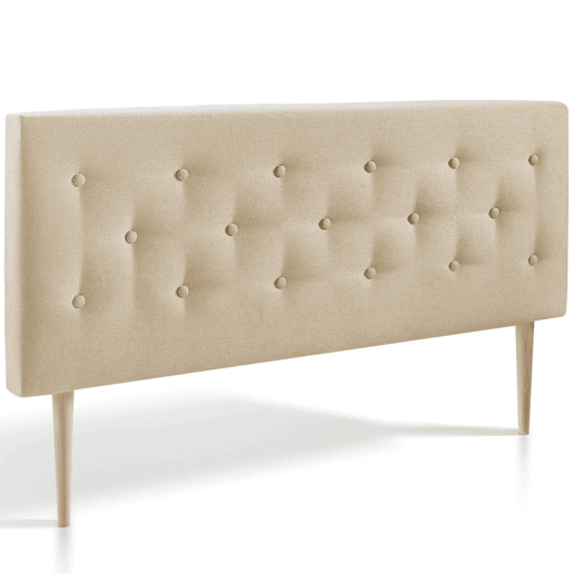 Cabeceira estofada Oslo 150x100 cm, capitone em tecido bege, 8 cm de profundidade