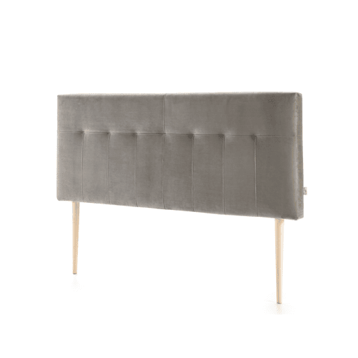 Cabeceira Estofada Nápoles 140x100 cm Cinza, para Cama 135, Veludo, Pernas de Madeira, Acessórios Incluídos