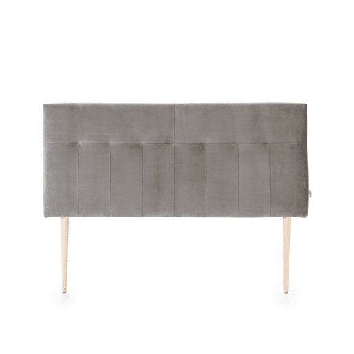 Cabeceira Estofada Nápoles 140x100 cm Cinza, para Cama 135, Veludo, Pernas de Madeira, Acessórios Incluídos