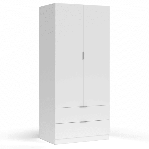Roupeiro Nico 2 Portas e 2 Gavetas Branco, 81 cm Largura 52 cm Profundidade 180 cm Altura