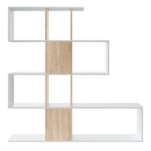 Estante Estante Zeta BrancoCarvalho 10 compartimentos, para sala de estar ou sala de jantar, 145 x 29 x 145 cm