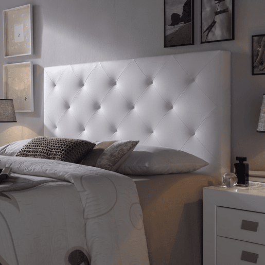 Cabeceira estofada Rombo 150x60 cm Branco, acolchoada com espuma, 8 cm de espessura, inclui ferragens para pendurar
