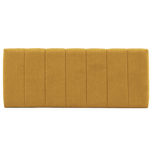 Cabeceira estofada Creta 150x60 cm cor mostarda, almofadada com espuma, bordado vertical, 8 cm de espessura, ferragens para pendurar incluídas
