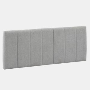 Cabeceira Estofada Creta 140x60 cm Cor Cinzenta, para Cama 135, Almofadada com Espuma, Bordado Vertical, 8 cm de Espessura, Inclui Ferragens para Pendurar