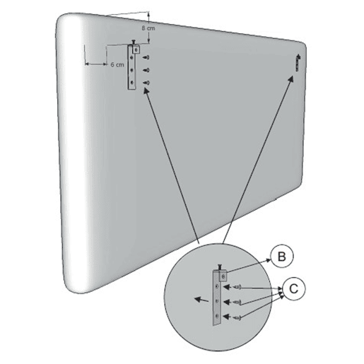 Cabeceira estofada Rombo 140x60 cm Branco, acolchoada com espuma, 8 cm de espessura, incluindo ferragens para pendurar