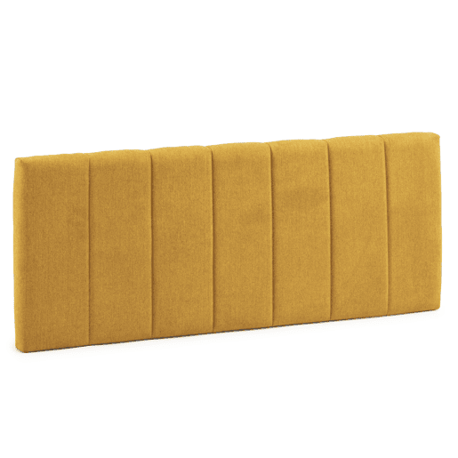 Cabeceira Estofada Creta 140x60 cm Cor Mostarda, para Cama 135, Almofadada com Espuma, Bordado Vertical, 8 cm de Espessura, Inclui Ferragens para Pendurar