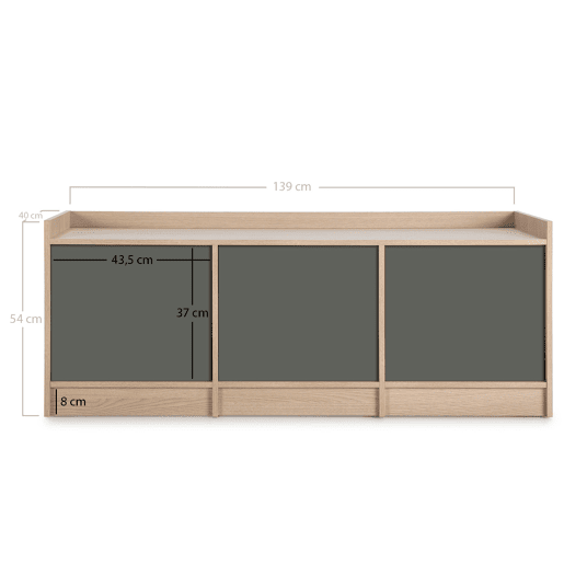 Unidade de TV Moscow 3 portas, cor carvalhocinza, 139 cm (L) 40 cm (P) 54 cm (A)