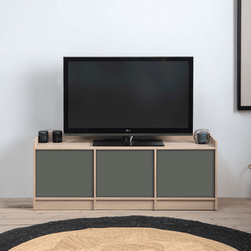 Unidade de TV Moscow 3 portas, cor carvalhocinza, 139 cm (L) 40 cm (P) 54 cm (A)
