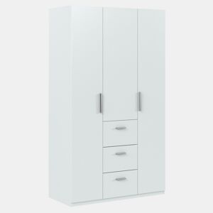 Roupeiro Lisa 3 Portas 3 Gavetas Branco Brilhante, 117 L 52 P 203 A cm