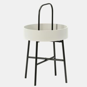 Mesa de apoio redonda Jaipur, tampo em MDF cinzento, estrutura metálica, preto mate, 40 cm