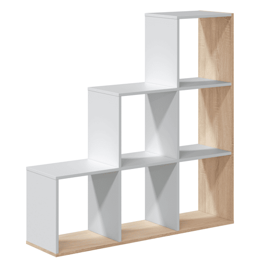 Estela Bookcase BrancoCarvalho, para sala de estar, sala de jantar ou escritório, 108 x 28 x 110cm