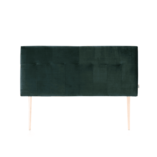 Cabeceira Estofada Nápoles 160x100 cm Verde, para Cama 135, Veludo, Pernas de Madeira, Acessórios Incluídos