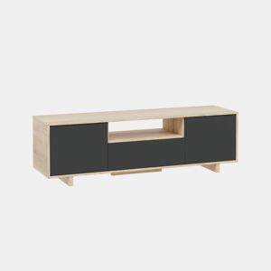 Móvel TV Zaida 3 Portas Carvalho e Cinzento, 150 cm (L) 41 cm (P) 46 cm (A)