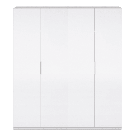 Roupeiro Madrid 4 Portas Branco Brilhante, 180 cm Largura 52 cm Profundidade 200 cm Altura
