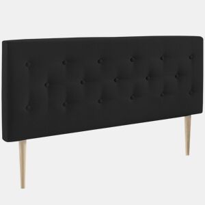 Cabeceira estofada Oslo 160x100 cm, capitone em tecido antracite, 8 cm de profundidade